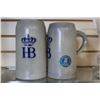 Image 3 : CRYSTAL CREAMER AND VASE AND 2 HB STEINS
