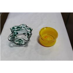 TWO HAND BLOWN ART GLASS BOWLS