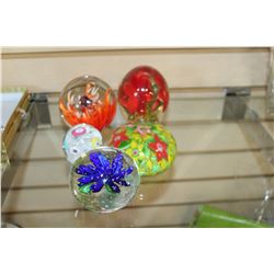 5 ART GLASS PAPER WEIGHTS