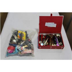 LARGE BAG OF WATCHES AND BOX OF LADIES WATCHES