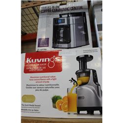 KUVINGS SLOW JUICER AND 2 COFFEE MAKERS AND MOSQUITO TRAP