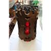 Image 1 : VINTAGE RED GLASS AND WOOD LAMP