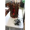 Image 2 : VINTAGE RED GLASS AND WOOD LAMP