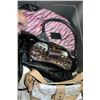 Image 3 : TOTE OF PURSES AND BOX OF PURSES AND SHOES