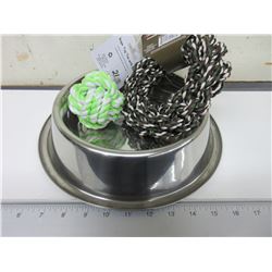 Stainless steel Pet Bowl & Braided Rope Ball & Hoop