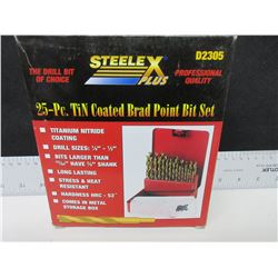 New 25 piece Drill Bit Set / Brad point for woodworking / comes in metal index