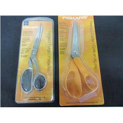 2 New Pairs of Fiskars Scissors / 1 Pinking Shears & 1 Forged
