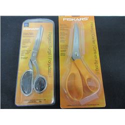 2 New Pairs of Fiskars Scissors / 1 Pinking Shears & 1 Forged