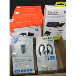 Flat full of New Electronics / wireless headset/hands free car kit/3 cd players