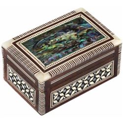 Leolana Egyptian Mother of Pearl & Paua Shell Inlaid Handmade Jewelry Box-Ring