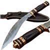 Image 1 : Hand-Made Custom Damascus Steel Kukari Bull Horn Hunting Knife
