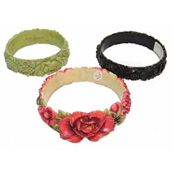 Group Of 1930's Art Deco Carved Celluloid Bangle Bracelets