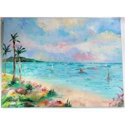 Signed Beach Painting, Malcom Forbes Collection