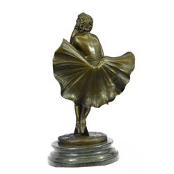 Fashion Model Skirt Blowing in Wind Marilyn Monroe Bronze Sculpture 13" x 7.5"