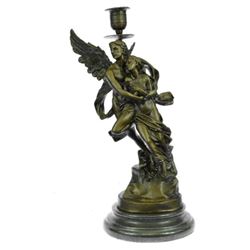 Eros & Psyche Bronze Candelabra Candle Holder Sculpture 14" x 6