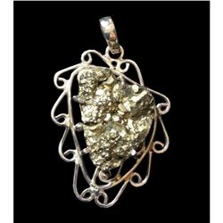 Large Abstract Sterling Pyrite Pendant