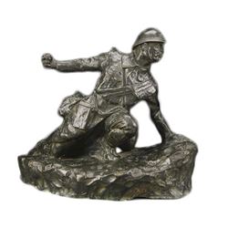 C1918 Wwi Signed Bronze Sculpture