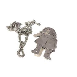 Darling Rag Doll Sterling Silver Pin with Necklace Chain