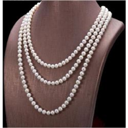 50" Aaa 7-8mm Aaa Natural South Sea White Pearl Necklace 14k Gold Clasp