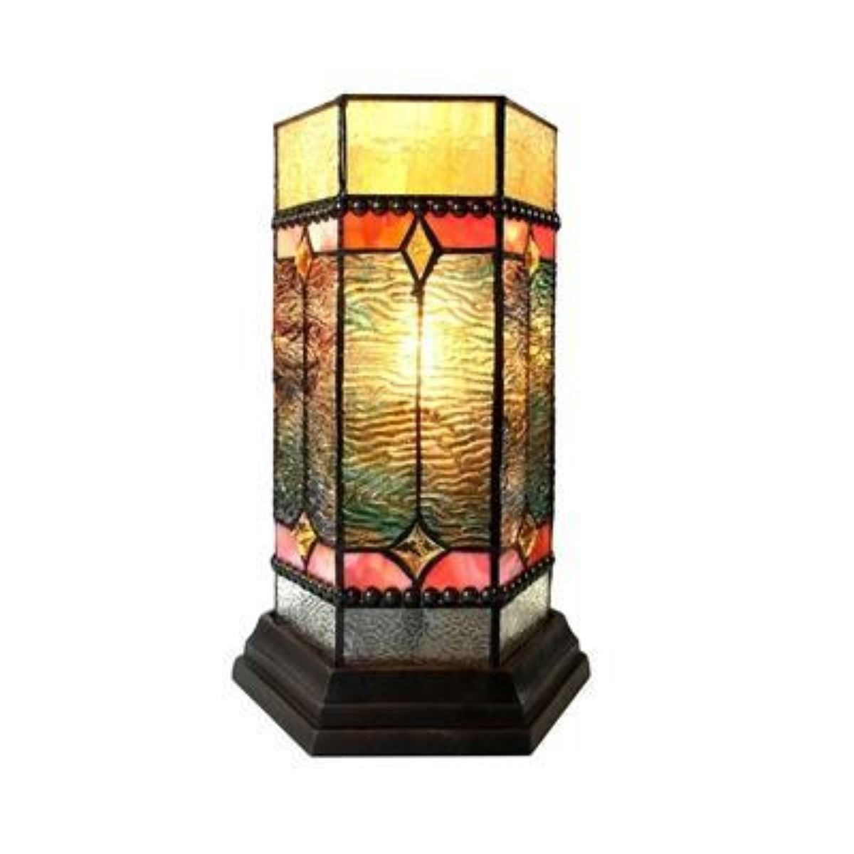 Neilson Tiffany Glass Accent Pedestal 1 Light Mission Table Lamp
