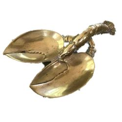 Large Vintage Brass Nautical Lobster Dish