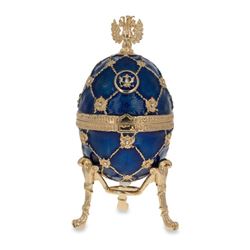 4.8" Russian Coat Of Arms Blue Royal Inspired Russian Faberge-Inspired Egg