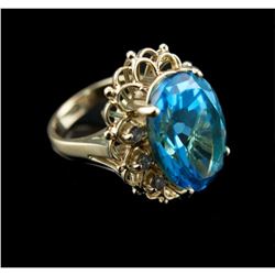 Blue Topaz & Diamond 14kt Gold Cocktail Ring