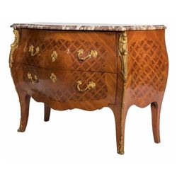 French Bombe Marble Top Chest