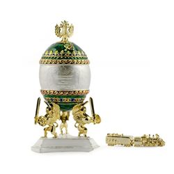 Faberge Inspired 1900 Trans-Siberian Railway Royal Russian Egg