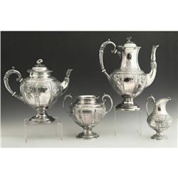 19thc English Four Piece Aesthetic Silver-plated Coffee Tea Set