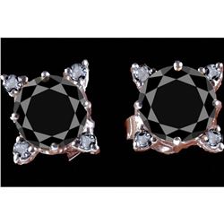 4.30ct Black Moissanite & Diamond Sterling Earrings