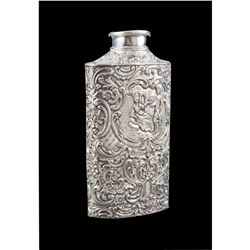 Antique Danish Repousse Silverplate Powder Flask