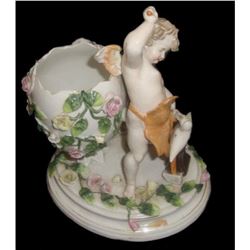 19thc Dresden Sitzendorf Porcelain Figural Vase