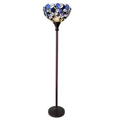 "NATALIE" Tiffany-style 1 Light Iris Torchiere Floor Lamp 14.5" Shade