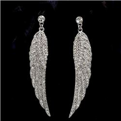 Rhodium Plated Clear Crystal Rhinestone Chandelier Drop Dangle Earrings