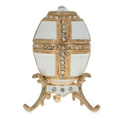 Faberge Inspired 1890 Danish Palaces Royal Russian Egg in White