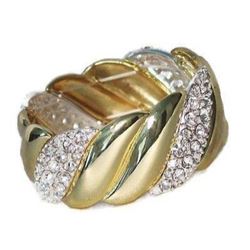 Crystal Stretch Bracelet Wide Polished Gold