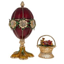 Faberge Inspired 1901 Basket of Flowers Royal Russian Egg