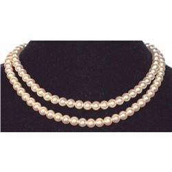 Necklace Pearl White Beige Cream Multi 2 Strand Silver Designer 8mm 17" Japan