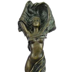 ART NOUVEAU DECO BRONZE NUDE GIRL STATUE FIGURAL FIGURE SCULPTURE STATUE