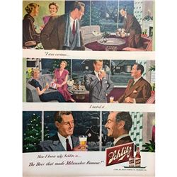 1948 Schlitz Beer Brewing Company Magazine Advertisement