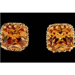 Golden Topaz Czech Crystal Crown Set Stud Earrings