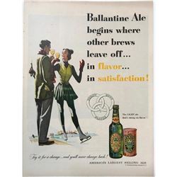 1951 Ballantine Ale Ice Skating Magazine Ad