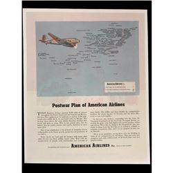 1944 WWII Era American Airways Magazine Advertisement