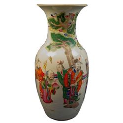 19th Century Chinese Famille Rose Export Porcelain Large Figural Vase