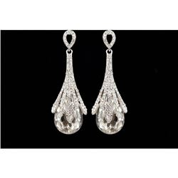 Art Deco Style Czech Crystal & Rhinestone Drop Dangle Earrings