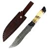 Image 1 : TheBoneEdge 13" Damascus Steel Fixed Blade Bone & Horn Handle Hunting Knife