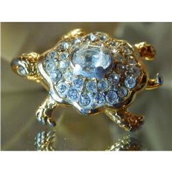 Vintage 80's Swan Logo Turtle Swarovski Super Sparkling Rhinestone Brooch