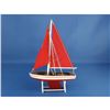 Image 7 : Wooden It Floats 12" - Red with Red Sails Floating Sailboat Model