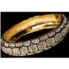 Image 1 : Bangle Bracelet Hinged Honeycomb Design Paved with Crystals